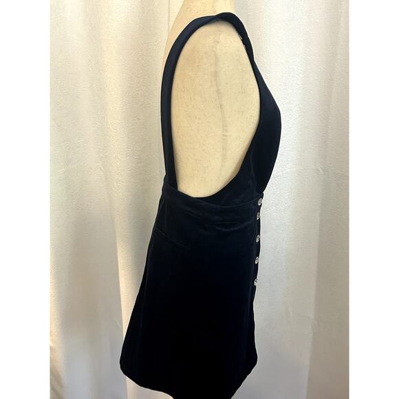 RESET by Jane Blue Velvet Rhinestone Button Pinafore Overall Romper Size… - Picture 5 of 10